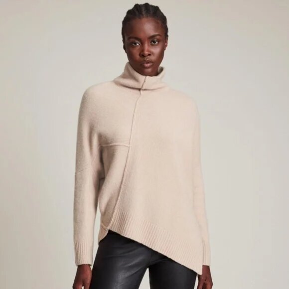 All Saints Lock roll Neck Wool Blend Cream Women's Sweater Size Small - Picture 1 of 8